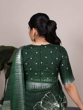 Slub Silk Floral Printed Saree  GRN