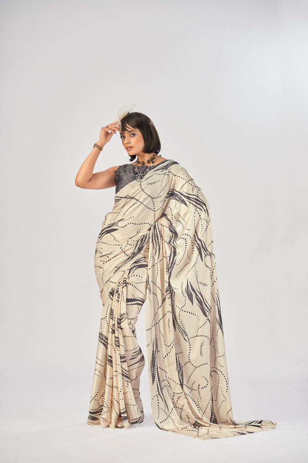 Satin Silk Printed Saree OWT