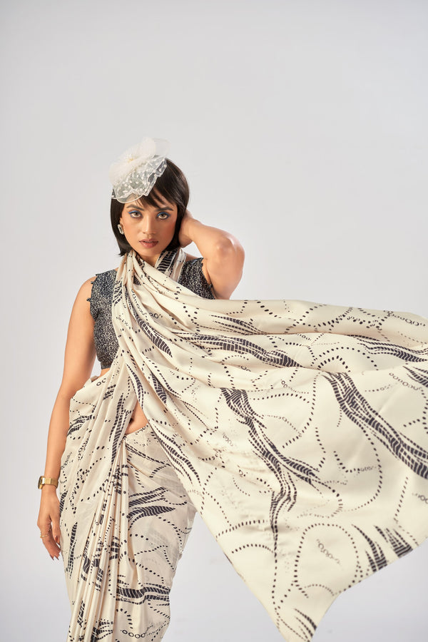 Satin Silk Printed Saree OWT