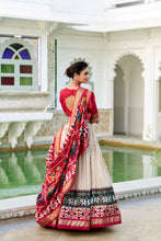 Tussar Silk Patola Printed lehenga With Dupatta OWT