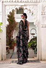 Lurex Brasso Floral Printed Saree  BLK
