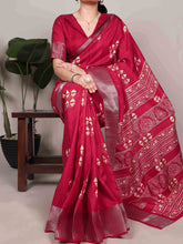 Slub Silk Printed Saree CRD