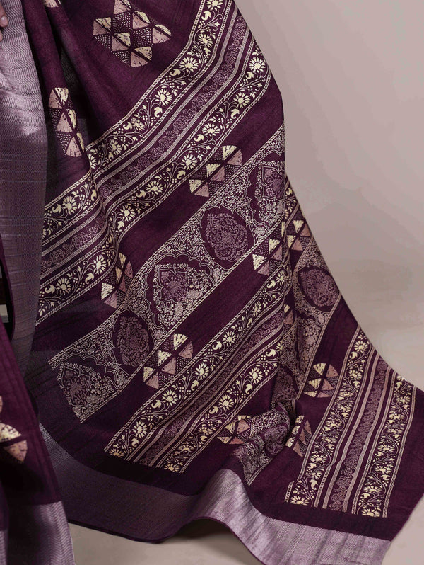 Slub Silk Printed Saree WIN