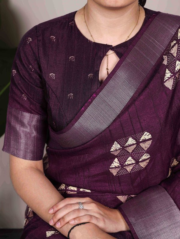 Slub Silk Printed Saree WIN