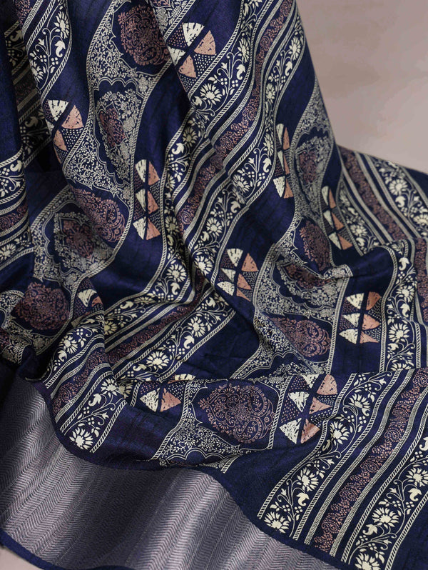 Slub Silk Printed Saree NBL