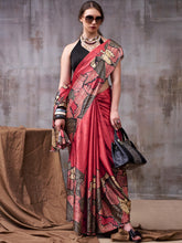 Satin Silk Printed Saree RED