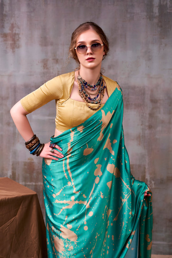 Satin Silk Printed Saree SBL