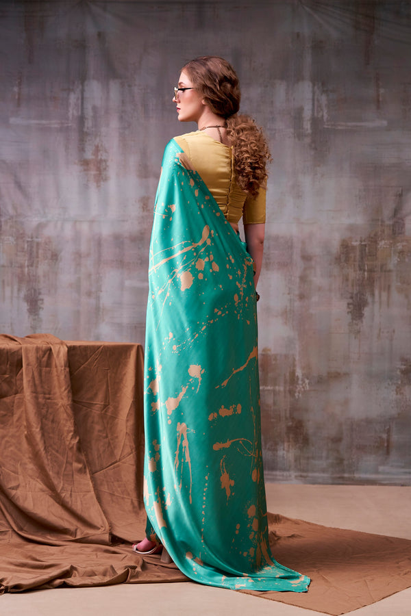 Satin Silk Printed Saree SBL