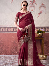 Chinon Zari Weaving Saree MRN