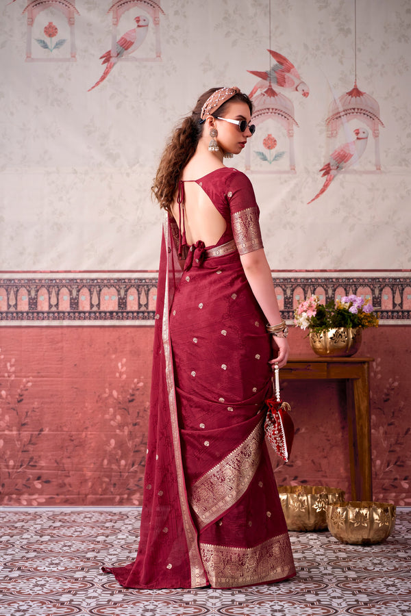 Chinon Zari Weaving Saree MRN