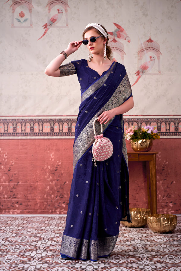 Chinon Zari Weaving Saree NBL