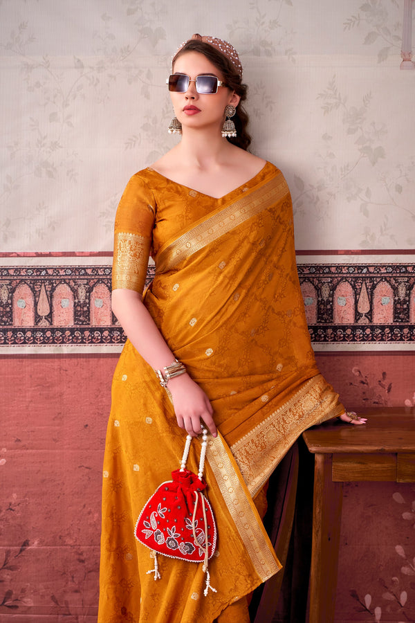 Chinon Zari Weaving Saree  SMT