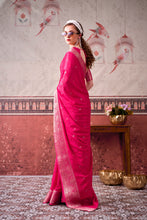 Chinon Zari Weaving Saree PNK