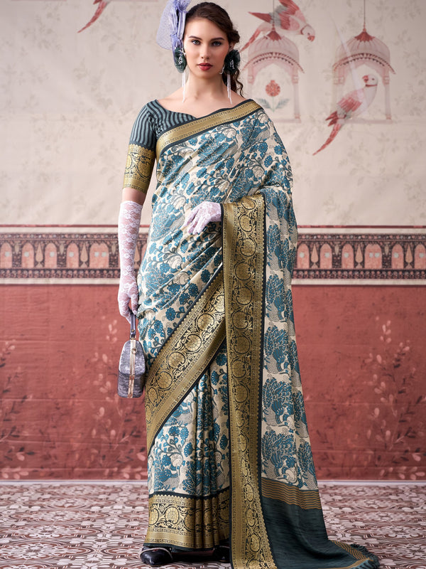 Tussar Silk Printed Saree With Viscose Border SBL