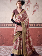 Tussar Silk Printed Saree With Viscose Border PNK