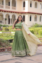 Gold Crush Embroidered Lehenga With Dupatta  PST