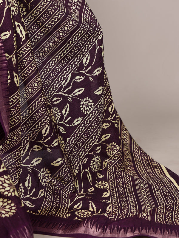 Slub Silk Floral Printed Saree WIN