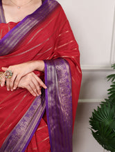 Crepe Zari Weaving Saree RED