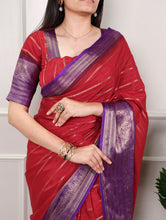 Crepe Zari Weaving Saree RED