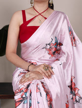 Satin Silk Floral Printed Saree LPI
