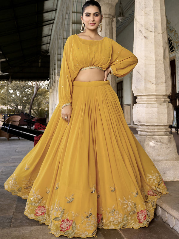 Georgette Thread Embroidered Lehenga MST