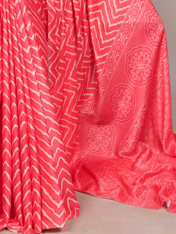 Satin Silk Printed Saree CMN