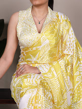 Satin Silk Printed Saree YLW