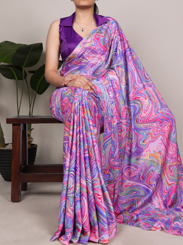 Satin Silk Printed Saree LUV