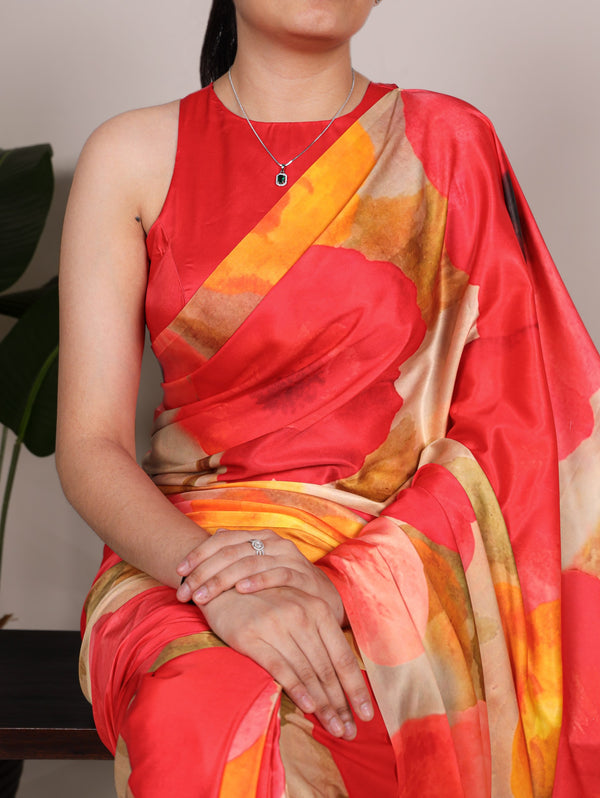 Satin Silk Printed Saree MUT