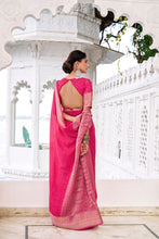 Chinon Self Printed Saree PNK