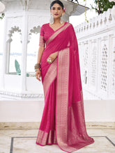 Chinon Self Printed Saree PNK