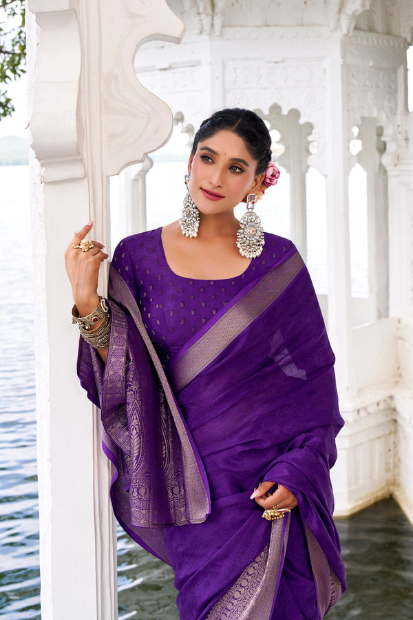 Chinon Self Printed Saree PRL