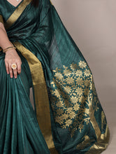 Raw Silk Zari Weaving Saree GRN