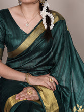 Raw Silk Zari Weaving Saree GRN