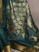 Raw Silk Zari Weaving Saree GRN