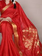 Raw Silk Zari Weaving Saree RED
