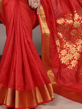 Raw Silk Zari Weaving Saree RED