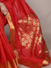 Raw Silk Zari Weaving Saree RED