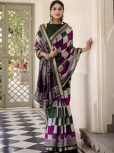 Viscose Chanderi Printed Saree GRN