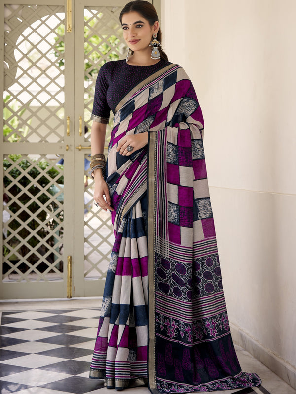 Viscose Chanderi Printed Saree NBL