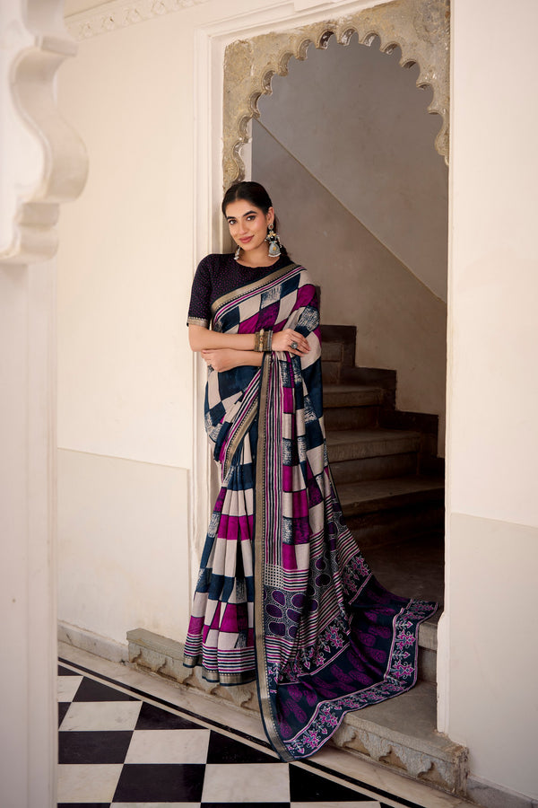 Viscose Chanderi Printed Saree NBL