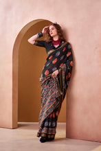 Chanderi Printed Saree BLK