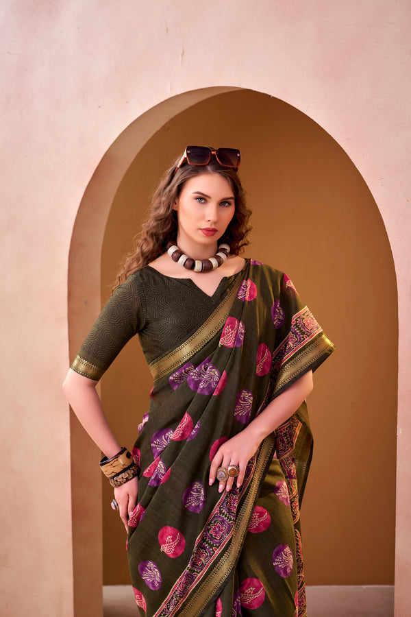 Chanderi Printed Saree MND