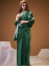 Satin Silk Floral Printed Saree GRN