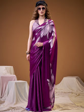 Satin Silk Floral Printed Saree PNK