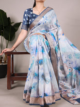 Tussar Silk Floral Printed saree SBL