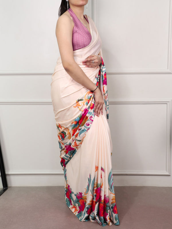 Satin Silk Printed Saree CRM