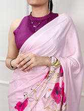 Satin Silk Printed Saree PNK