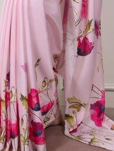 Satin Silk Printed Saree PNK