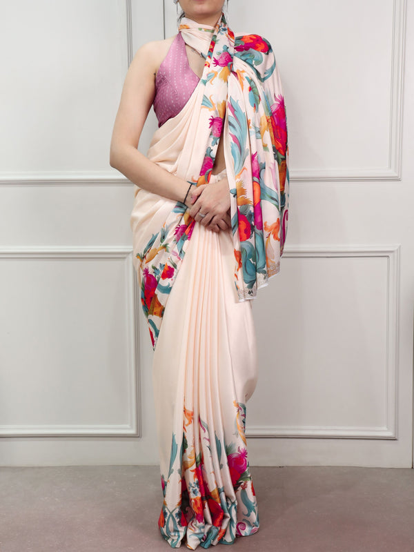 Satin Silk Printed Saree CRM